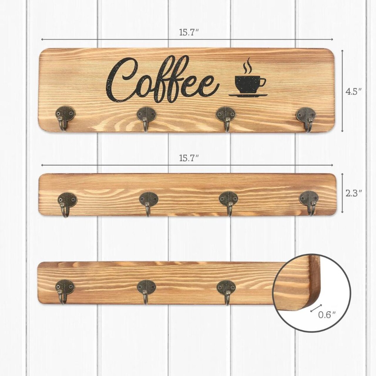 Under-Shelf Coffee Cup Holder 12-Hook Storage Rack for Kitchen Cabinets